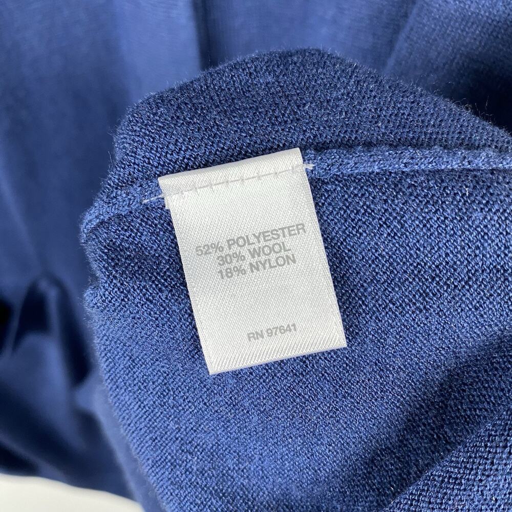 J. Jill Cardigan Sweater XL Blue Wool Blend Longline Pockets Button Front - Picture 7 of 8